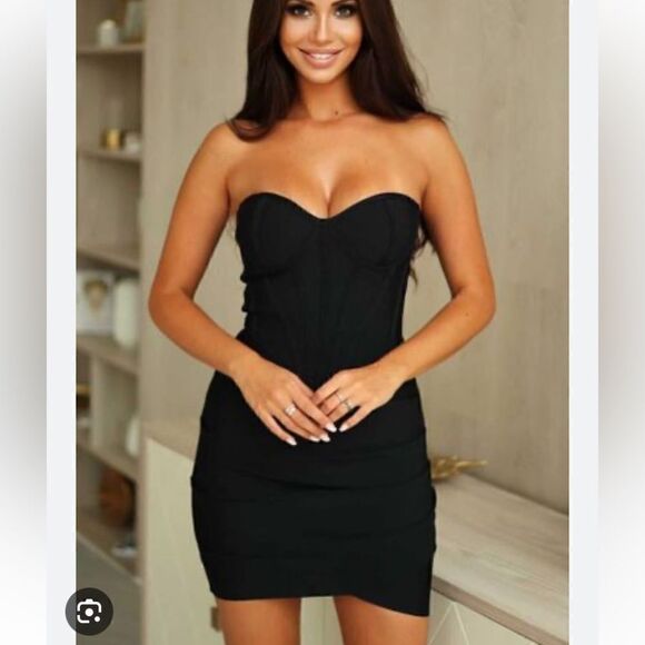 Tibi Strapless Black Dress - Picture 1 of 16